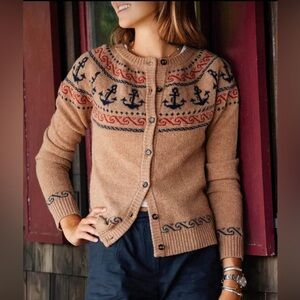 Nautical Navy Anchor Elegant Cardigan Sweater NWOT